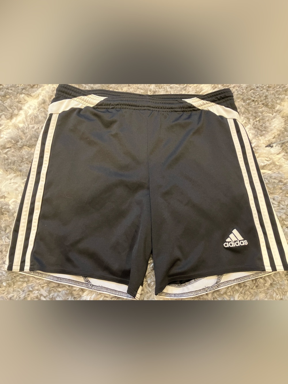 Adidas Black Athletic Shorts with White Stripe
